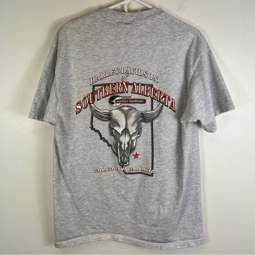 VTG Y2k Millennium Harley Davidson TShirt Southern Alberta Canada Lrg Made USA